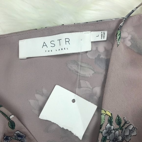 {Astr The Label} Mauve Satin Floral Wrap Dress - Picture 6 of 8
